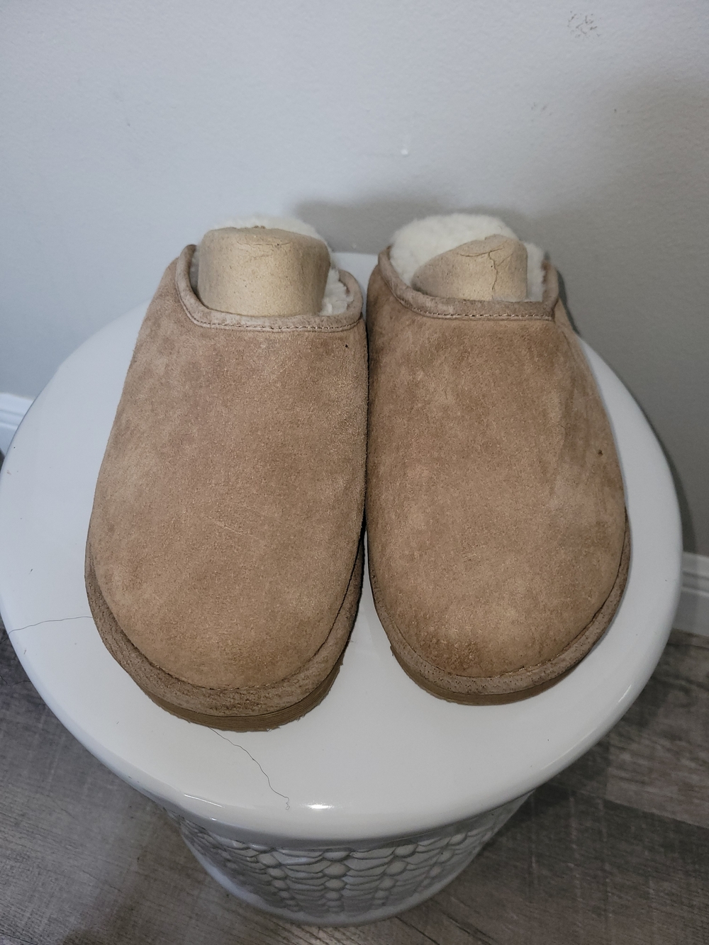 Old Friend Unisex Suede Shearling-Lined Slip-On Clog - Tan Size 9-10